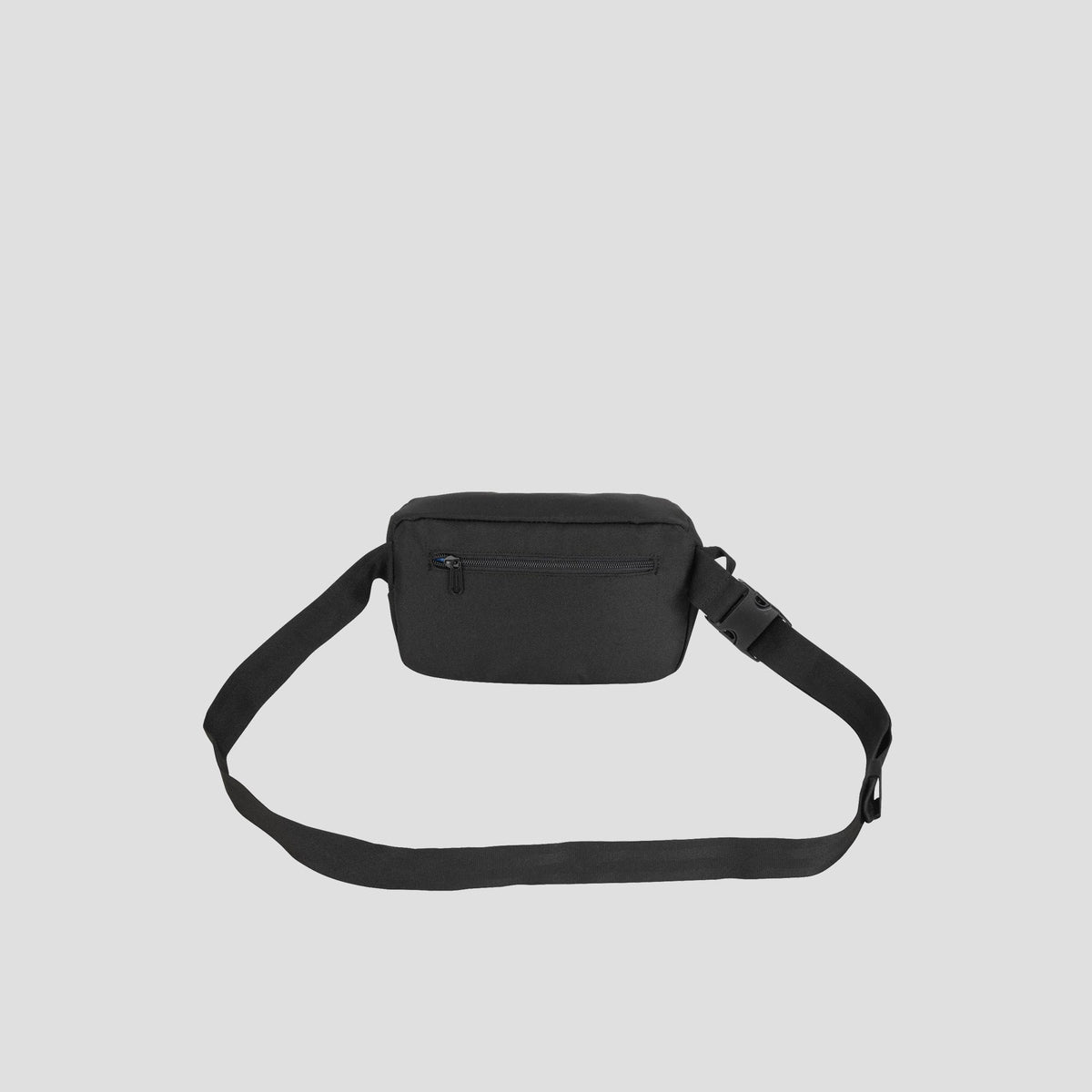 Introducing the Champion Atlas Waist Pack, a black crossbody bag featuring an adjustable strap and a front zipper pocket for adventure-ready storage, showcased against a plain light gray background.
