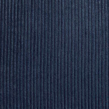 Close-up of dark blue corduroy fabric on the Champion 18" x 18" Logo Pillow by Champion, highlighting its vertical ridges and textured, ribbed pattern.