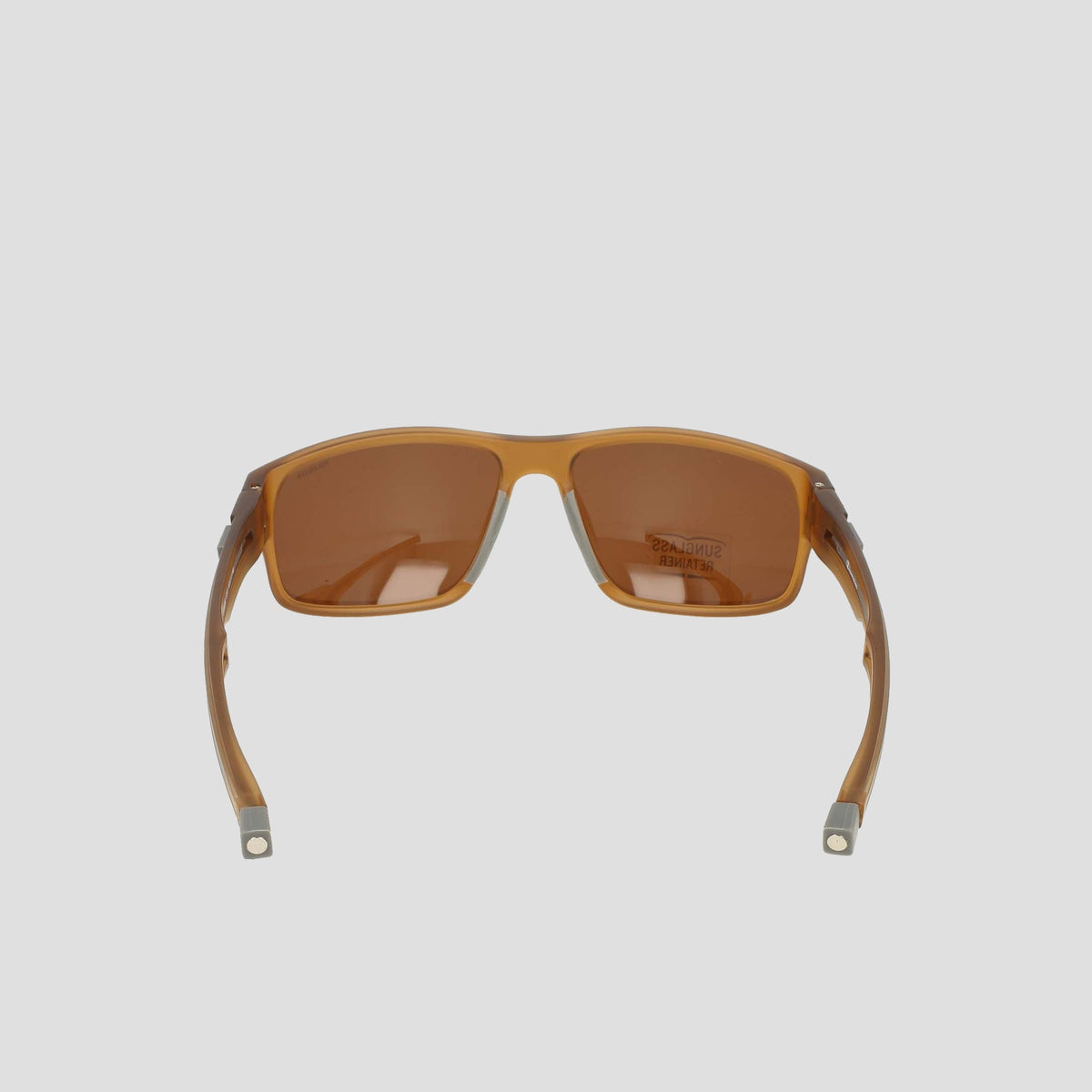 Men's Polarized Rectangle Retainer Wrap - Medium sunglasses by Champion shown from the back, featuring brown polarized lenses and wide arms, positioned against a plain light grey background.