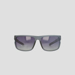 Champion Men's Polarized Wrap - Large sunglasses, shown from the front against a plain white background. These gray rectangular sunglasses feature gradient dark-to-light polarized lenses and a sustainable bio-based frame, with a small white SUNGLASS RETAINER label on the left lens.