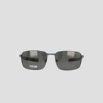 Front view of Champion Men's Polarized Stainless ST-Shirtl Flex Grip Tip sunglasses featuring dark polarized lenses, a blue frame, and “FLEX GRIP” text visible on the left lens—ideal for active lifestyles and designed with a men's retainer frame for secure comfort.