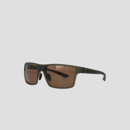 The Champion Men's Polarized Comfort Fit - Medium sunglasses feature a matte black rectangular TR90 frame for lightweight comfort and brown-tinted lenses, displayed at a slight angle against a plain light gray background.