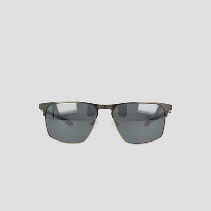 Champion Men's Polarized Retainer ST-Shirtl Square sunglasses feature a rectangular stainless steel frame with dark polarized lenses and adjustable nose pads, showcased against a plain light gray background.