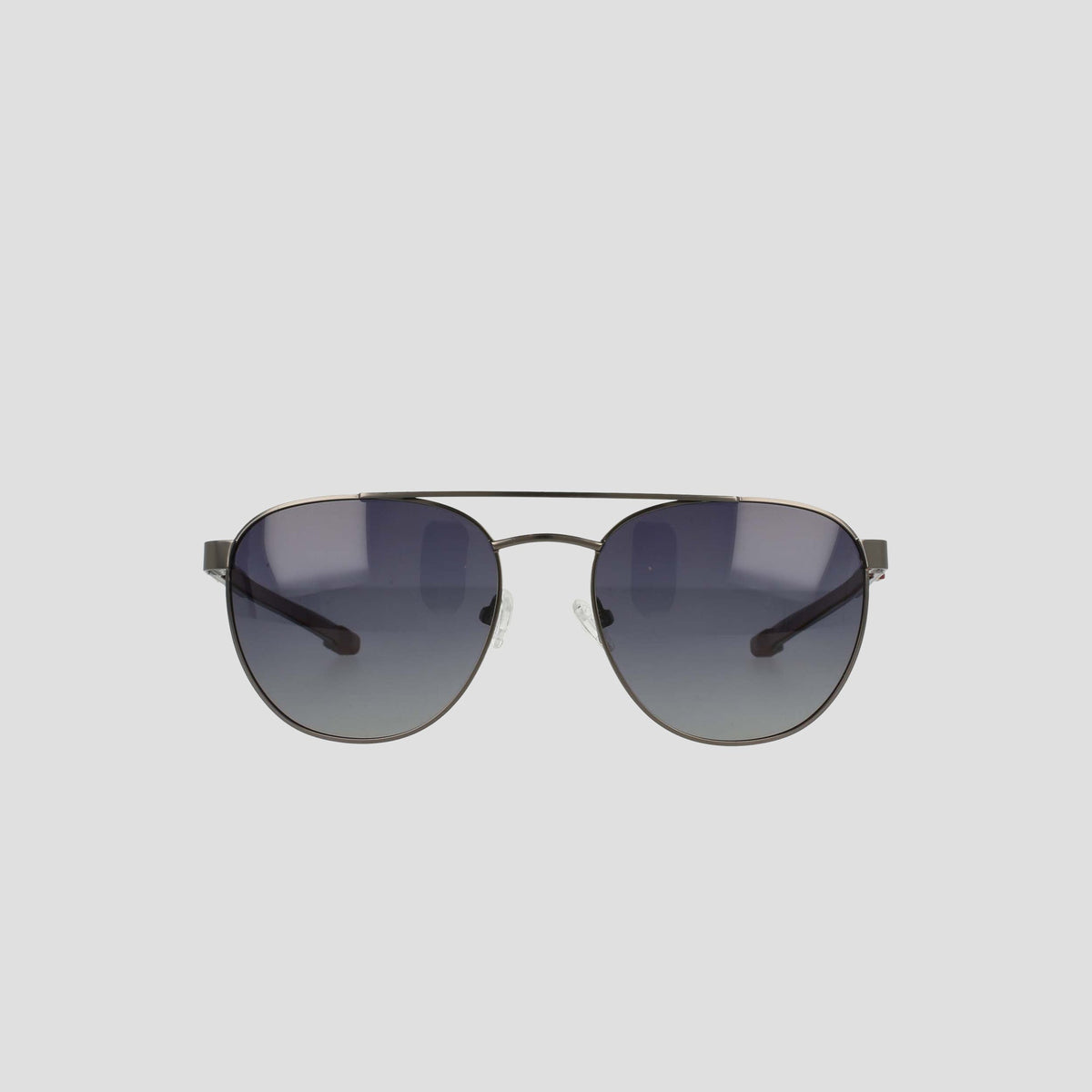 A pair of Champion Men's Polarized Retainer Stainless ST-Shirtl Aviator sunglasses, featuring dark gradient polarized lenses and thin, lightweight black stainless steel frames, displayed against a plain light gray background.