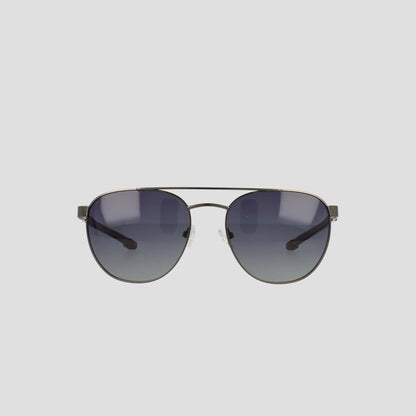 A pair of Champion Men's Polarized Retainer Stainless ST-Shirtl Aviator sunglasses, featuring dark gradient polarized lenses and thin, lightweight black stainless steel frames, displayed against a plain light gray background.