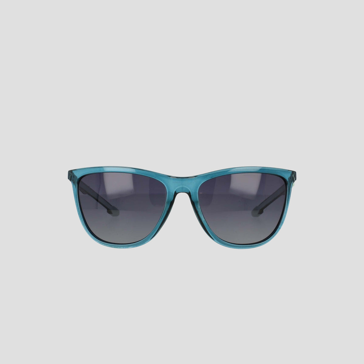 Champion Women's Polarized Retainer Rectangle sunglasses featuring a teal frame and dark polarized lenses, displayed facing forward against a plain white background.