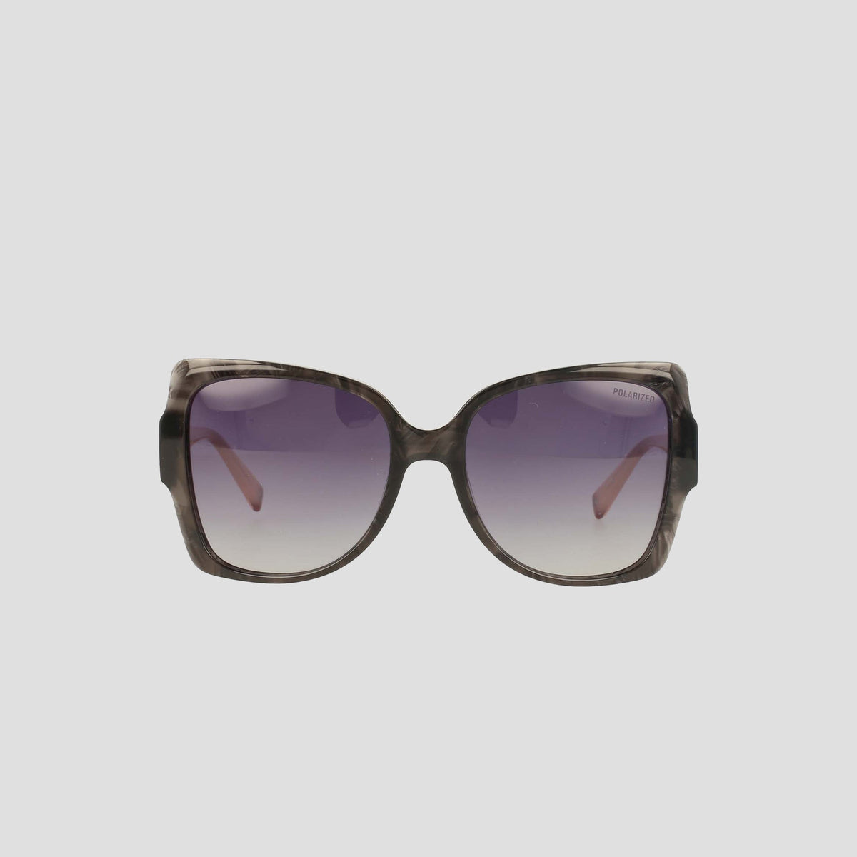 Champion Women's Polarized Oversized Butterfly sunglasses, featuring dark gradient polarized lenses and a marbled gray handmade acetate frame, displayed against a plain light background—perfect for those who love minimalist eyewear.