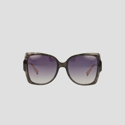 Champion Women's Polarized Oversized Butterfly sunglasses, featuring dark gradient polarized lenses and a marbled gray handmade acetate frame, displayed against a plain light background—perfect for those who love minimalist eyewear.