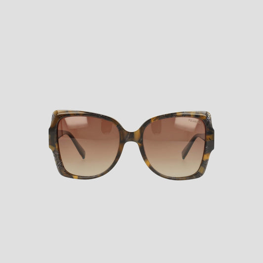 Champion Women's Polarized Oversized Butterfly sunglasses, crafted from handmade acetate in a brown tortoiseshell finish with gradient brown lenses, are shown facing forward against a plain light background—a true example of minimalist eyewear.
