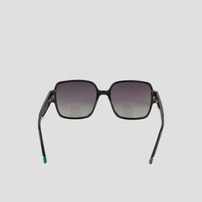 The Champion Women's Polarized Glam Square sunglasses feature an oversized black square frame with dark gradient polarized lenses, displayed front-facing against a plain light background.