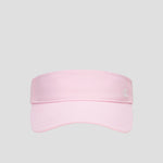 A Champion Adjustable Visor in light pink features a curved brim and a small white “C” logo on the front right, offering sun protection and an adjustable fit. The product is displayed against a plain gray background.