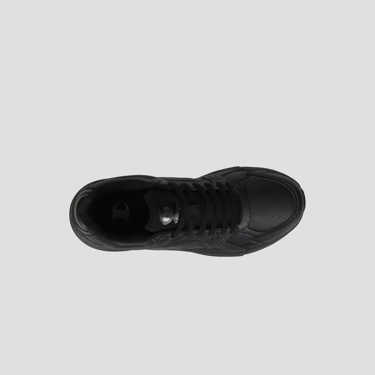 Top view of the Champion Men's Ch Twr 1 lifestyle trainer featuring laces and synthetic leather accents, displayed on a plain light gray background.