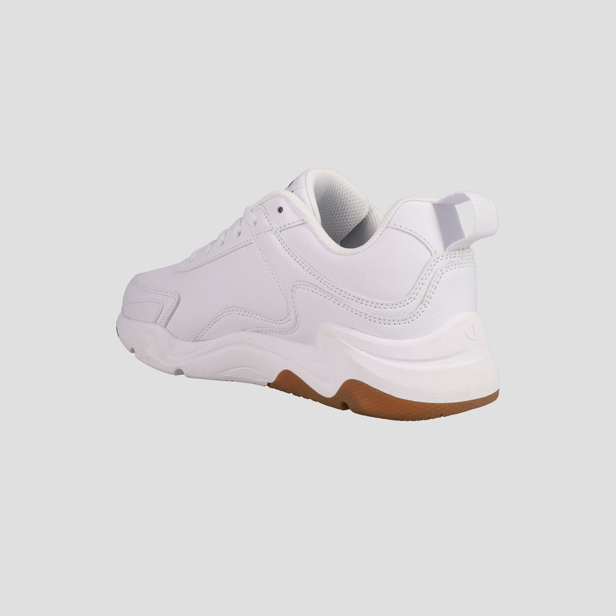The Champion Men's Hyper V3 Next sneaker is featured at an angle, highlighting its chunky sole, light brown outsole, and durable mesh upper from the side and back against a plain light gray background.