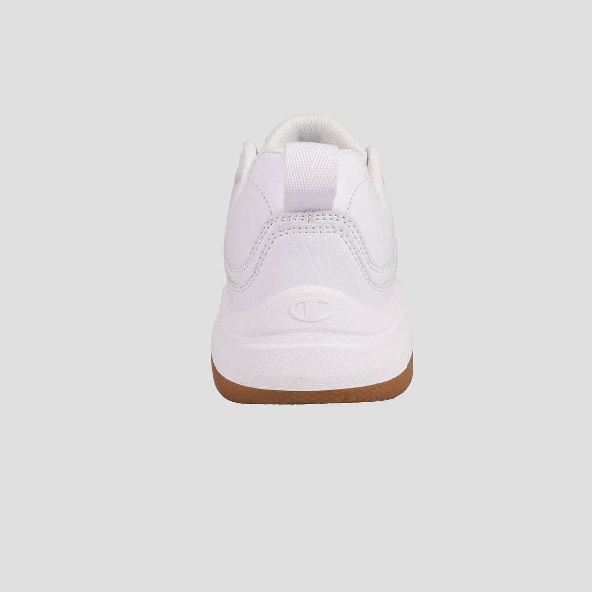 The Champion Men's Hyper V3 Next lifestyle sneaker is shown from the back, with a durable mesh upper, heel pull tab, and gum rubber sole, set against a plain light gray background.