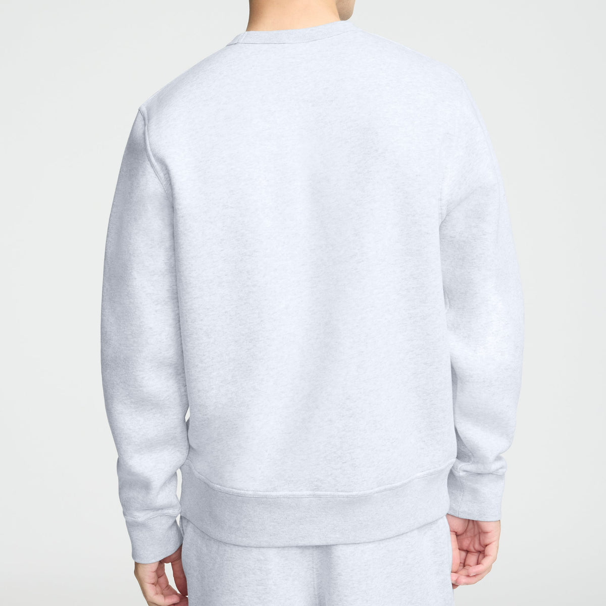 Champion Powerblend Crewneck Sweatshirt, C Logo in Platinum Silver Heather