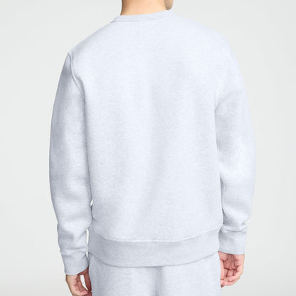 Champion Powerblend Crewneck Sweatshirt, C Logo in Platinum Silver Heather