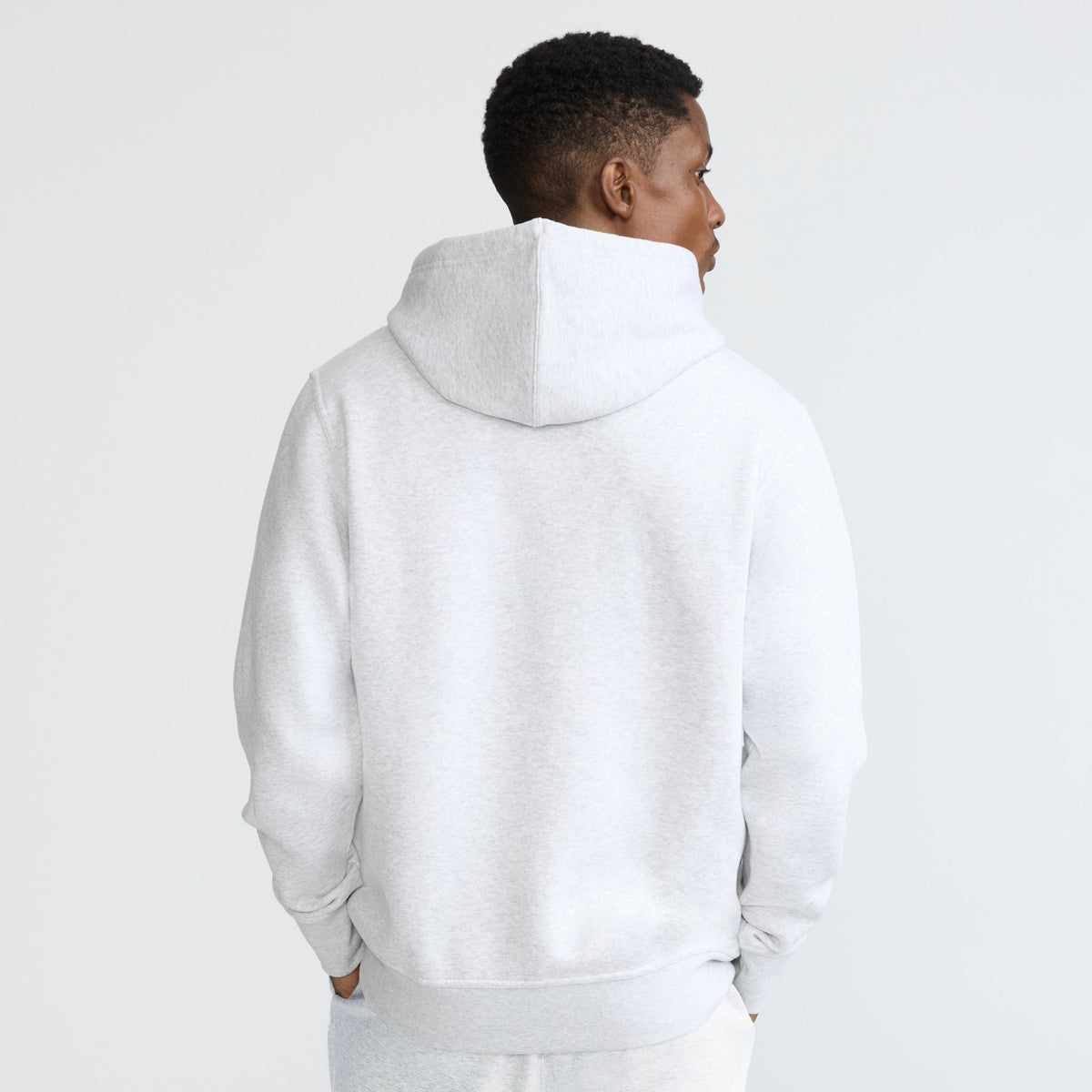Champion Powerblend Hoodie, Tonal Script Logo in Platinum Silver Heather