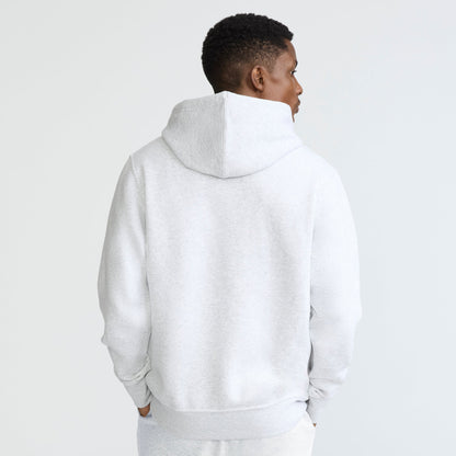 Champion Powerblend Hoodie, Tonal Script Logo in Platinum Silver Heather