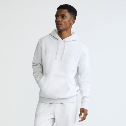 Champion Powerblend Hoodie, Tonal Script Logo in Platinum Silver Heather