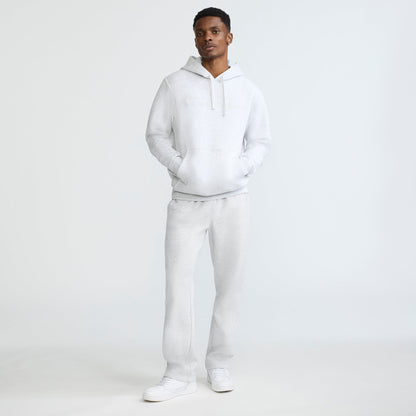 Champion Powerblend Hoodie, Tonal Script Logo in Platinum Silver Heather