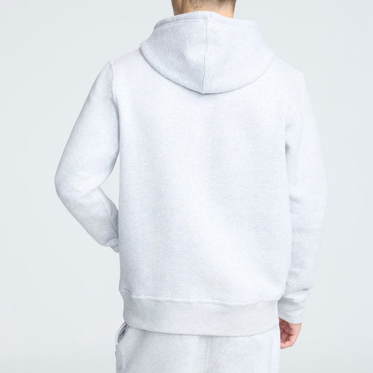 Champion Powerblend Hoodie, C Logo in Platinum Silver Heather