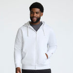 Champion Powerblend Full-Zip Hoodie, C Logo - Big & Tall in Platinum Silver Heather