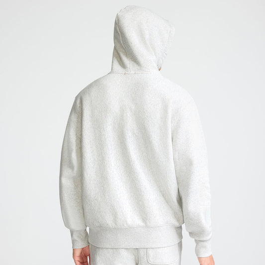 Champion Reverse Weave Hoodie, C Logo in Platinum Silver Heather