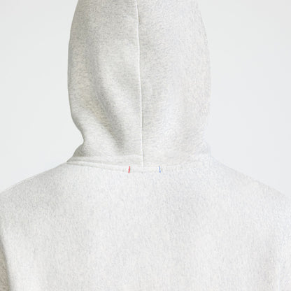 Champion Reverse Weave Hoodie, C Logo in Platinum Silver Heather