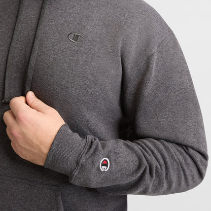 Champion Powerblend Hoodie, C Logo - Big & Tall in Granite Heather