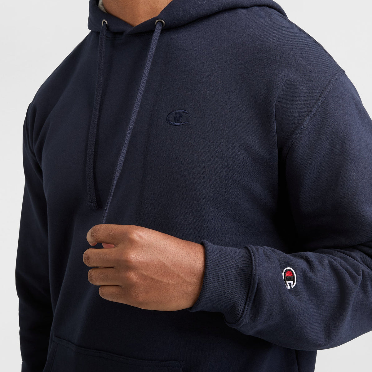 Champion Powerblend Hoodie, C Logo - Big & Tall in Navy