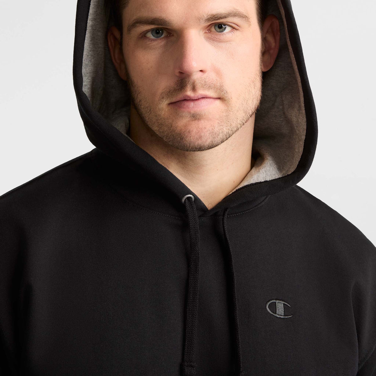Champion Powerblend Hoodie, C Logo - Big & Tall in Black