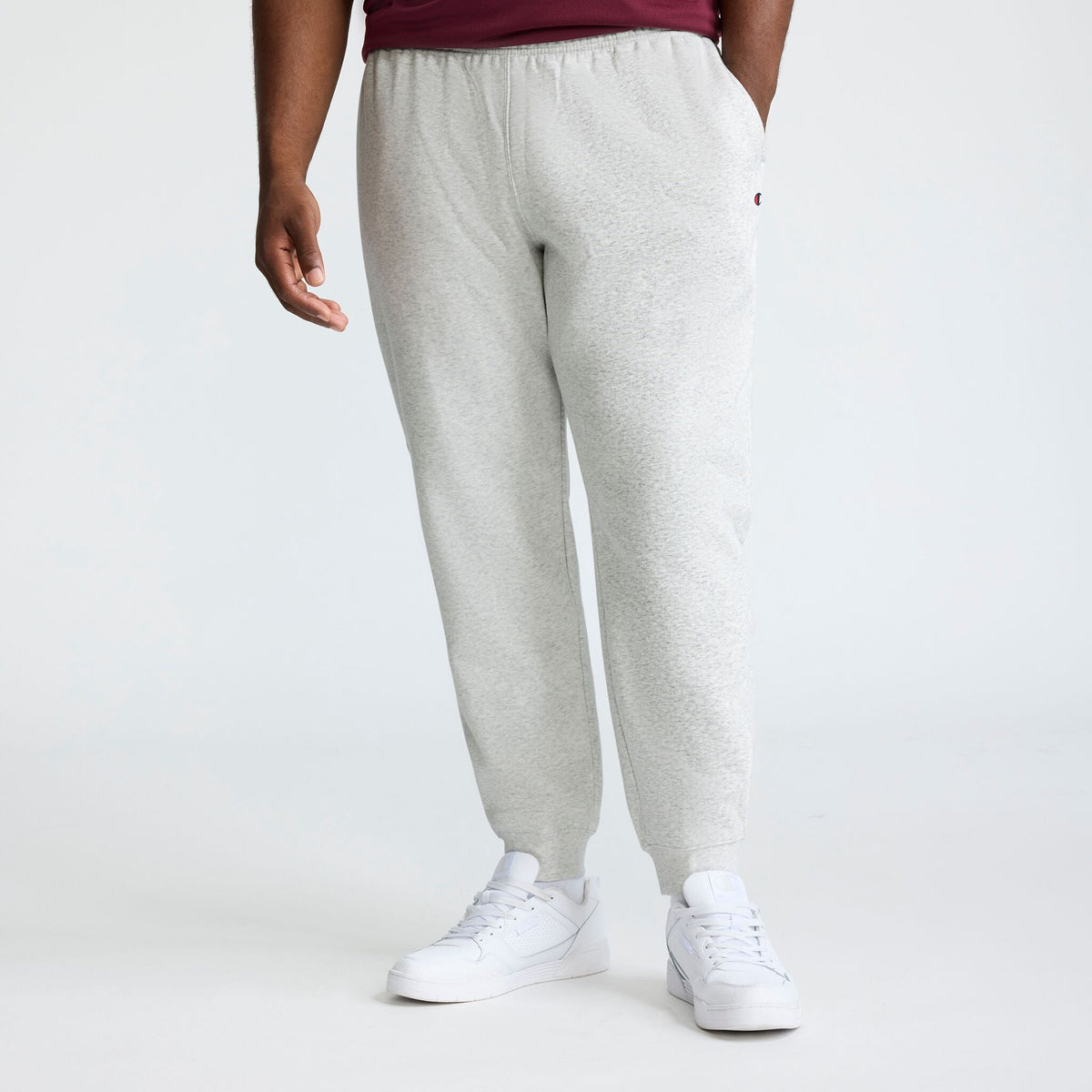 Champion Powerblend Joggers, C Logo - Big & Tall in Platinum Silver Heather