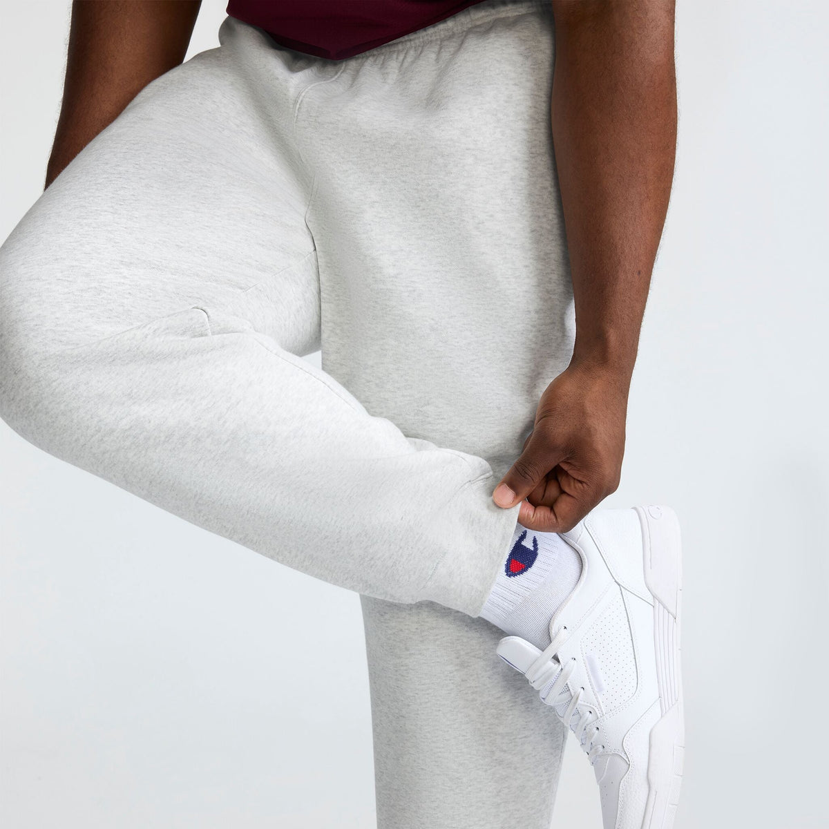 Champion Powerblend Joggers, C Logo - Big & Tall in Platinum Silver Heather