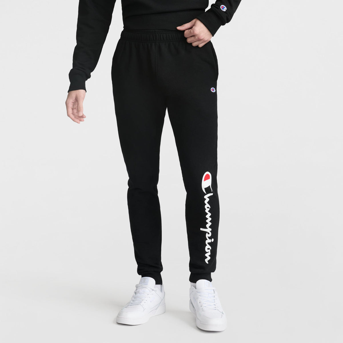 Champion Powerblend Joggers, Script Logo in Black