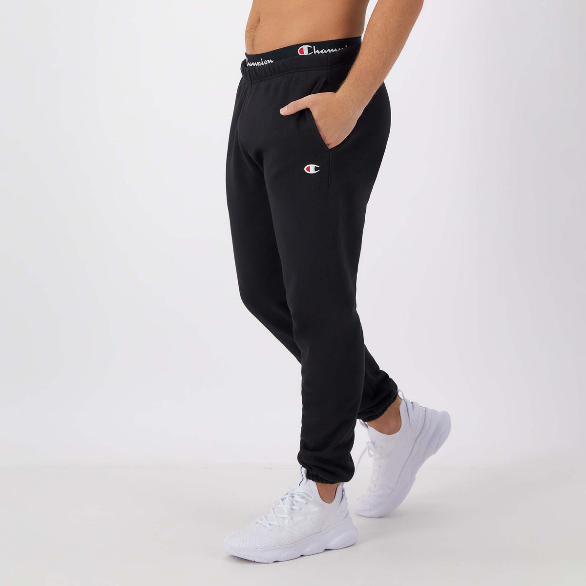 Champion Reverse Weave Sweatpant, C Logo (Reshop Test) in Black