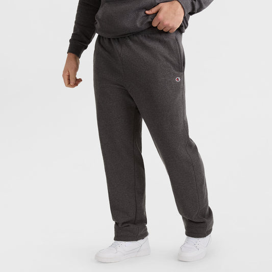 Champion Powerblend Sweatpants, Open Hem, C Logo - Big & Tall in Granite Heather
