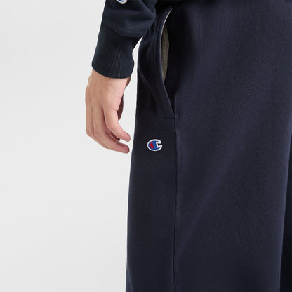 Champion Powerblend Sweatpants, Open Hem, C Logo in Navy