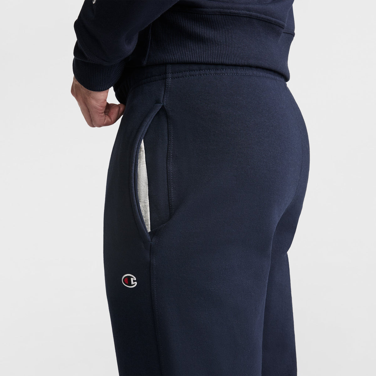 Champion Powerblend Sweatpants, Cinched Hem, C Logo - Big & Tall in Navy