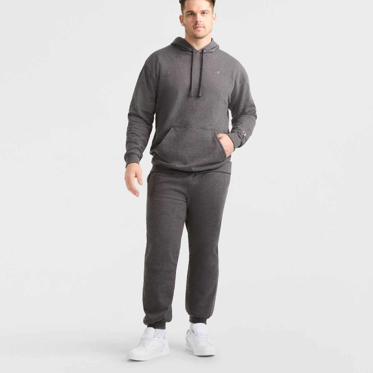 Champion Powerblend Joggers, C Logo - Big & Tall in Granite Heather