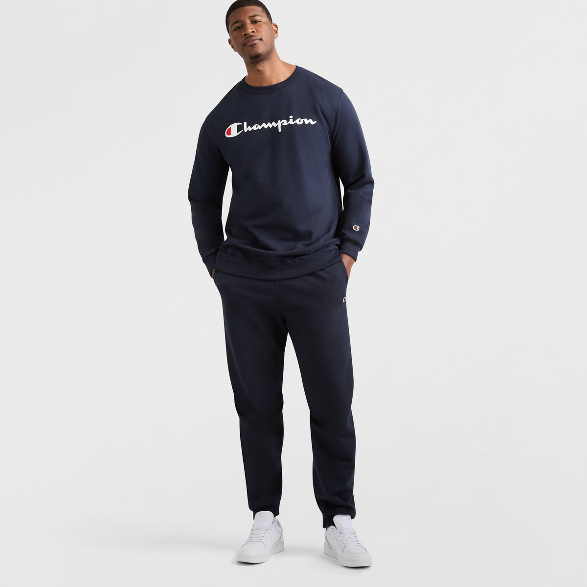 Champion Powerblend Joggers, C Logo - Big & Tall in Navy