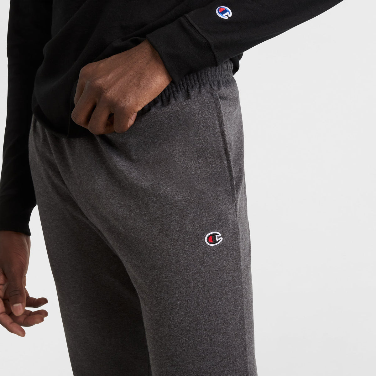 Champion Lightweight Lounge Joggers, C Logo in Granite Heather
