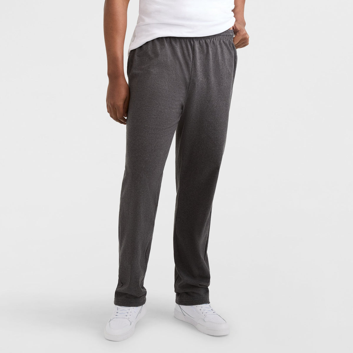 Champion Lightweight Lounge Pants, Open Hem, C Logo - Big & Tall in Granite Heather