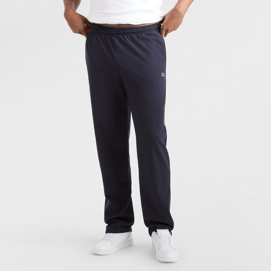 Champion Lightweight Lounge Pants, Open Hem, C Logo - Big & Tall in Navy