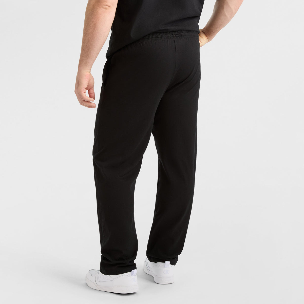 Champion Lightweight Lounge Pants, Open Hem, C Logo - Big & Tall in Black