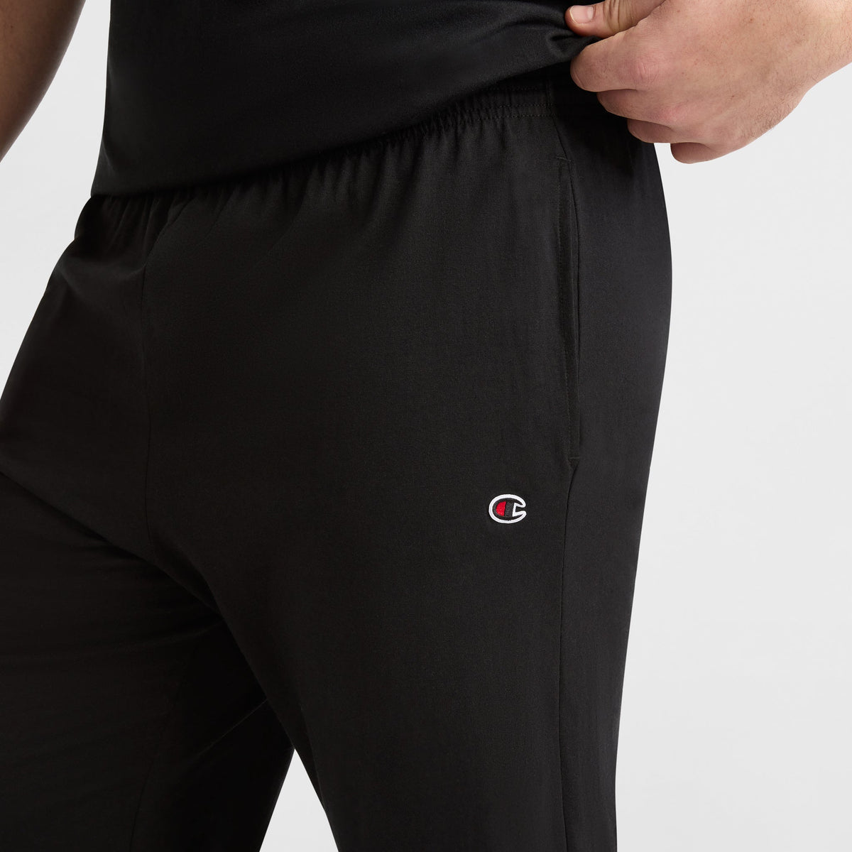 Champion Lightweight Lounge Pants, Open Hem, C Logo - Big & Tall in Black