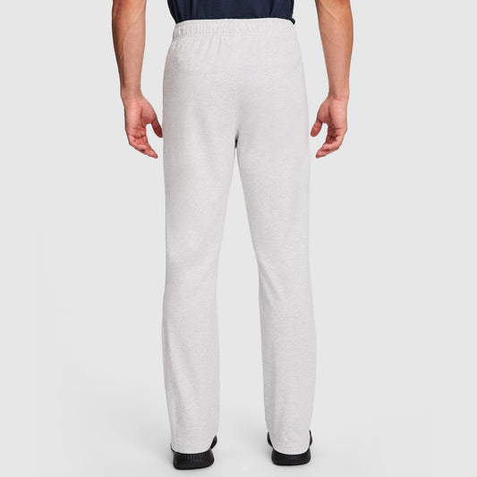 Champion Lightweight Lounge Pants, Open Hem, C Logo in Platinum Silver Heather