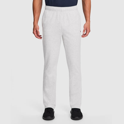 Champion Lightweight Lounge Pants, Open Hem, C Logo in Platinum Silver Heather