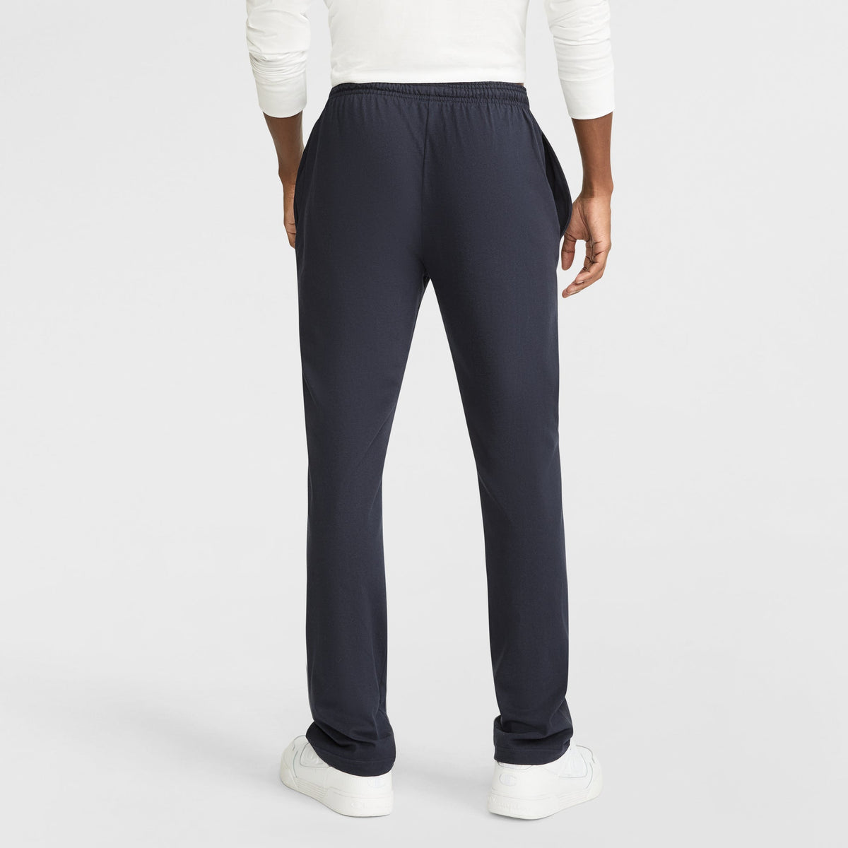 Champion Lightweight Lounge Pants, Open Hem, C Logo in Navy