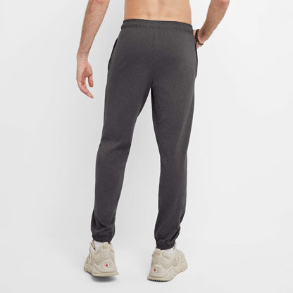 Champion Lightweight Lounge Pants, Cinched Hem, C Logo in Granite Heather