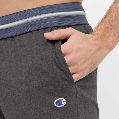 Champion Lightweight Lounge Pants, Cinched Hem, C Logo in Granite Heather